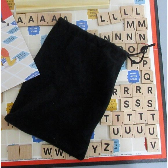 Scrabble Game Replacement Pieces Parts ~ 95 Wood Tiles - Black Bag Clean Cond. - Picture 7 of 7